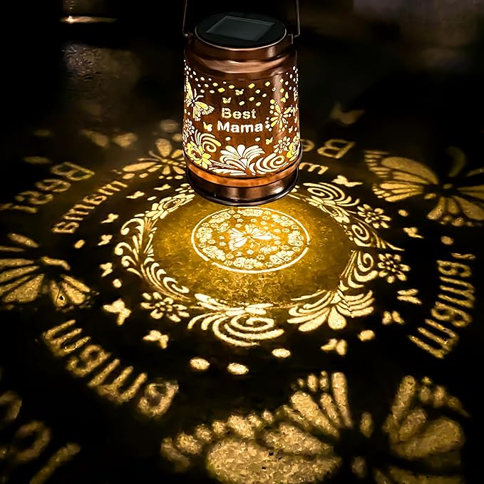 KY&BOSAM Solar Lanterns Outdoor Waterproof Butterfly Garden Decor Hanging Solar Lights Outdoor Gifts for Women Mom Grandma Metal Decorative LED Lanterns for Yard, Patio,Backyard,Porch,Pathway Decor