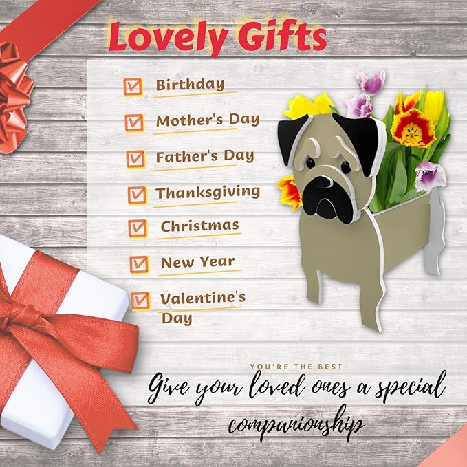 Pug Dog Planter Plant Pots,Cute Garden Dog Flower Planter,Dog Planters Birthday Gifts for Women,Office,Indoor/Outdoor Decor（9.45 * 7.17 * 10.87in）