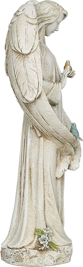 Joseph's Studio by Roman - Angel with Two Birds Statue, 20" H, Garden Collection, Resin and Stone, Decorative, Religious Gift, Home Outdoor and Indoor Decor, Durable, Long Lasting
