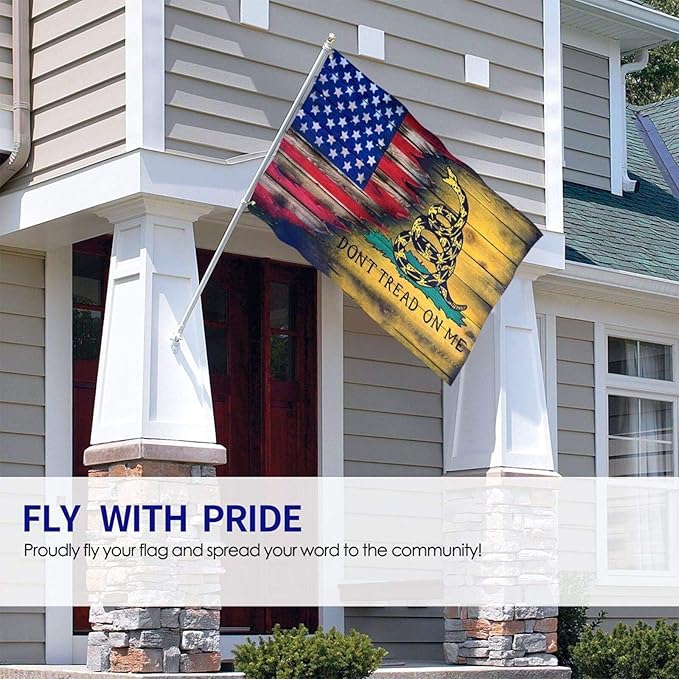 Us Flag Don‘t Tread On Me Flag 3x5 Feet Outdoor/Indoor Retirement Decoration Family America Flag Translucent Single Side Banner Sign