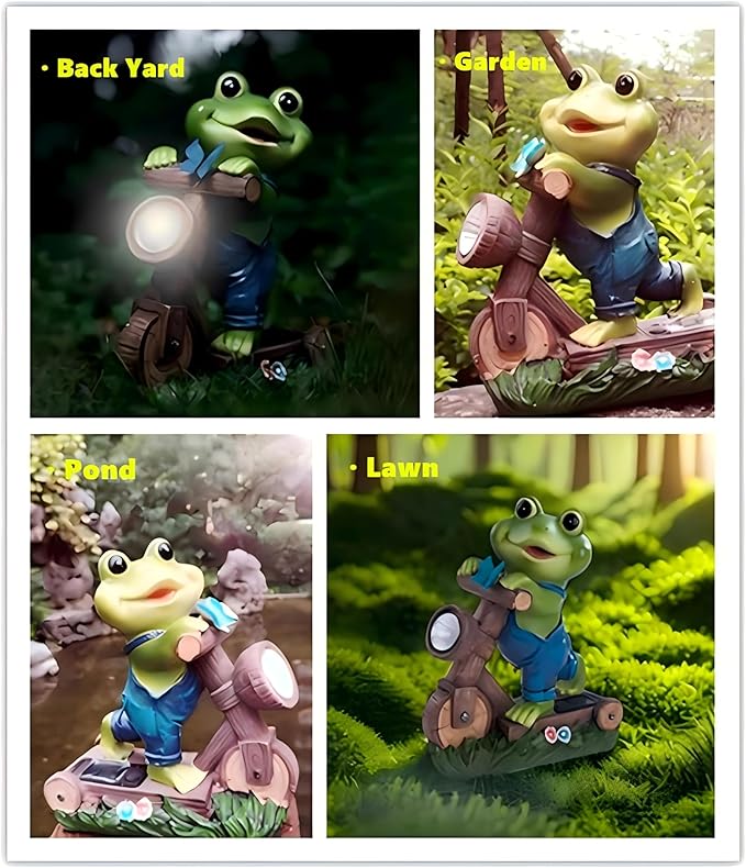 Solar Garden Frog, Outdoor Garden Decor, Animal Garden Statue, Fairy Garden Accessories,Patio,Yard,Balcony Decorations, Lawn Ornament, Housewarming, Birthday,Mothers Day Mom Gifts.