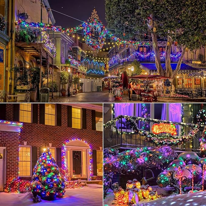 Solar Christmas Lights Outdoor Waterproof, 400 LED 137FT Solar Powered LED String Lights Green Wire with 19 Modes Waterproof Fairy Lights for Bedroom Patio Garden Tree Party Yard Decoration