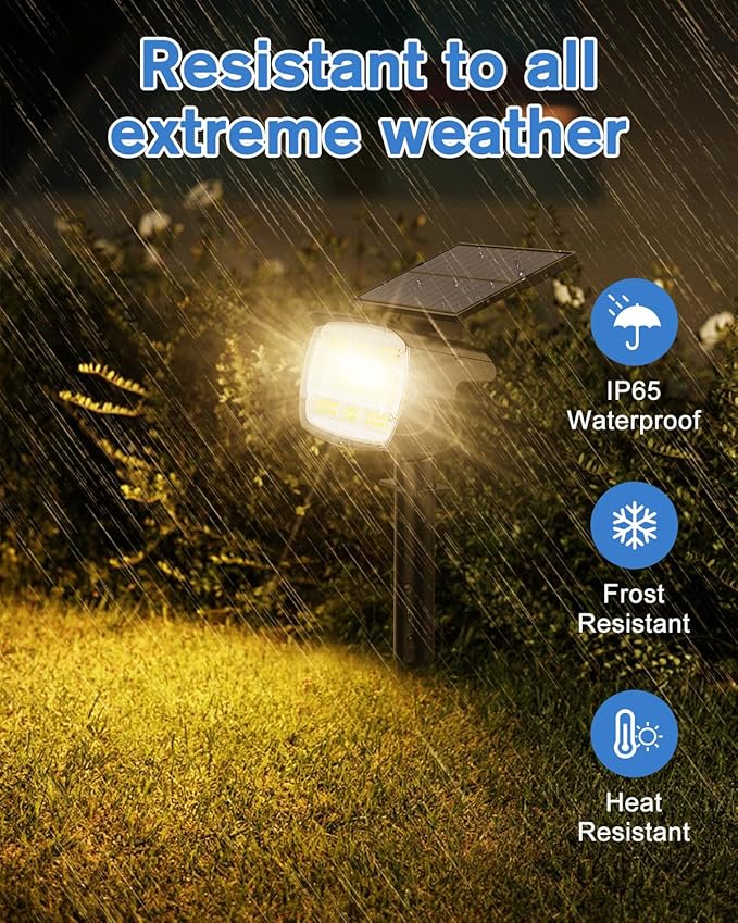 Fabrito Solar Spot Lights Outdoor 136 LEDs, Large Area Lighting Solar Lights Outdoor, 4 Pack IP65 Waterproof Landscape Spotlights Auto On/Off for Yard, Garden, Pathway, Plants,Tree (Warm White)