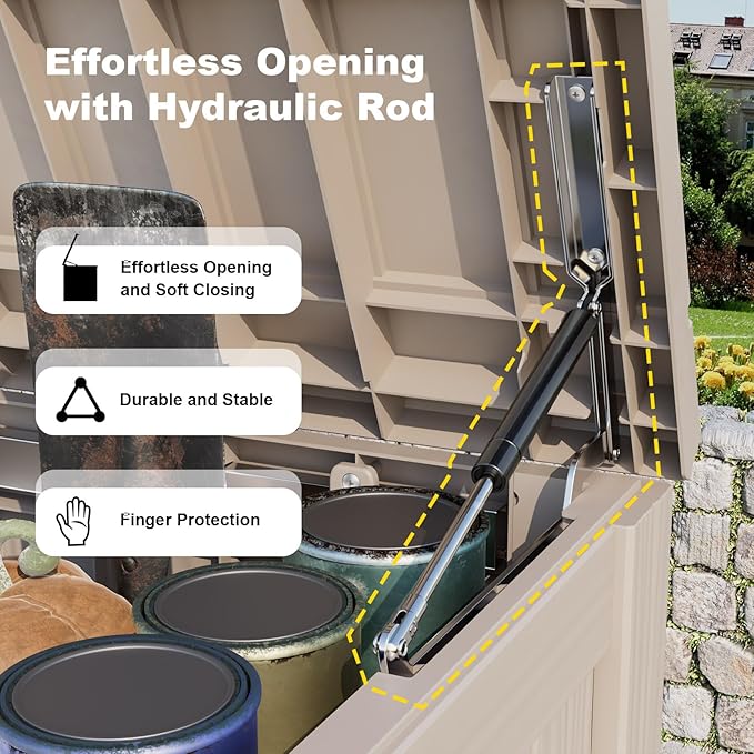 150 Gallon Resin Outdoor Deck Box Waterproof Patio Furniture, Garden Tools, Cushions, Pool Accessories Outside Storage Box (150 Gallon,Grey)