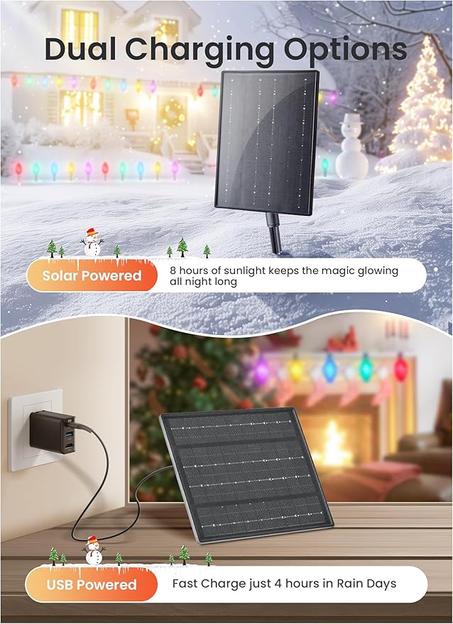 Minetom Solar Double C9 Christmas Pathway Lights Outdoor -16FT 10 LED C9 Christmas Lights Outdoor with Timer,8 Modes, Solar Christmas Outdoor Decorations for Lawn Walkway Outside Holiday, Multicolor