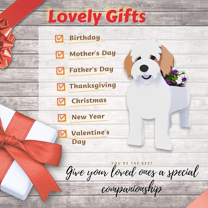 Karelian Bear Dog Planter Plant Pots,Cute Garden Dog Flower Planter,Dog Planters Birthday Gifts for Women,Office,Indoor/Outdoor Decor（9.45 * 8.15 * 13.39in）