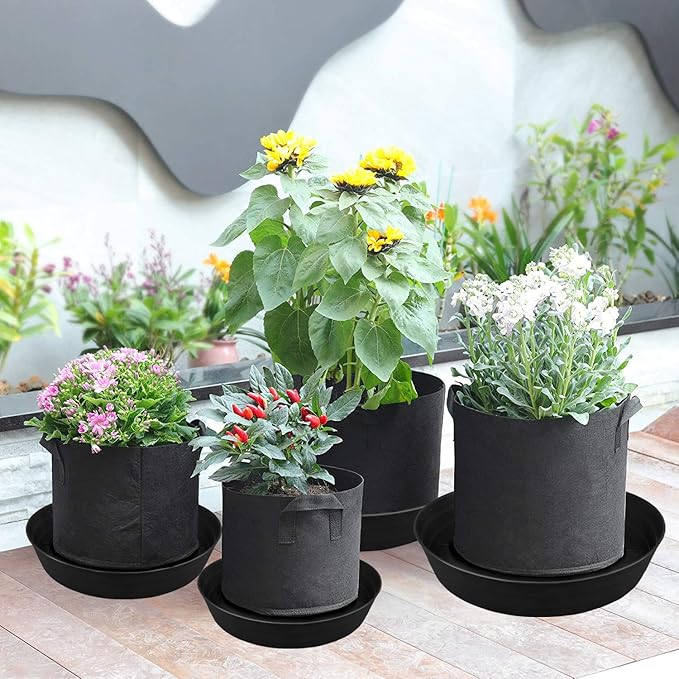 Plant Saucer 10 12 14 16 18 20 25 Inch Extra-Deep Plant Trays for Flower Pot, Heavy Drainage Tray for Indoors No Holes, 4 Pack of Plastic Plant saucers Water Catcher for Pots Base (10 Inch, Black)
