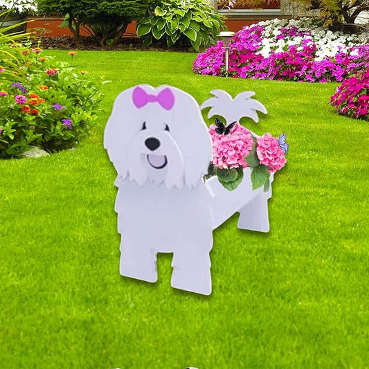 Cotton Veil Dog Planter Plant Pots,Cute Garden Dog Flower Planter,Dog Planters Birthday Gifts for Women,Office,Indoor/Outdoor Decor（9.45 * 9.02 * 13.39in）