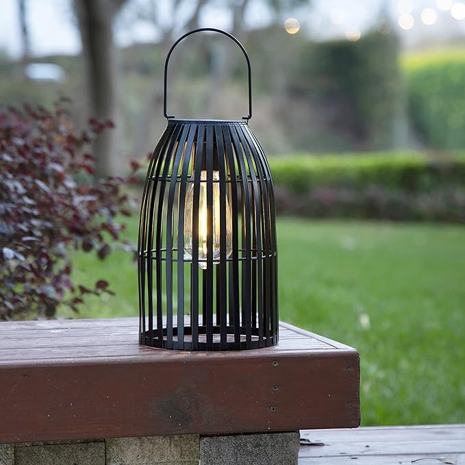 Solar Lantern Outdoor Waterproof Hanging Metal Birdcage Shaped Lantern Decorative Solar Light for Garden Yard Patio Porch