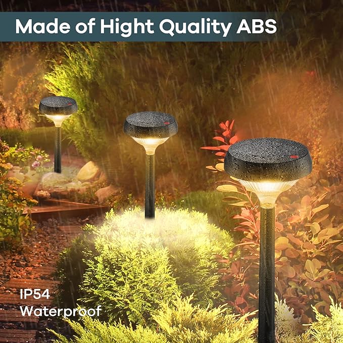 Linkind Solar Pathway Lights 8 Pack, Solar Lights Outdoor, Warm White Solar Path Lights Waterproof, Solar Lights for Walkway Yard Landscape Garden