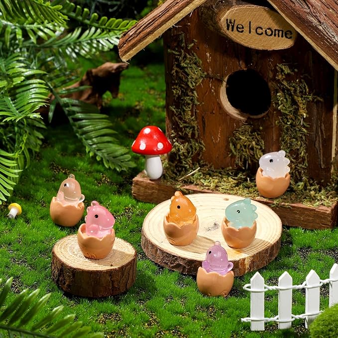 Libima 50 Pcs Mini Resin Luminous Dinosaur Figures Glow in The Dark Dinosaur Miniatures Resin Tiny Animal Figurines for Fairy Landscape Garden Aquarium Dollhouse Decor(Dinosaur)