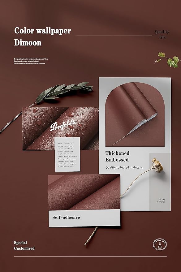 Dimoon 236''x17.7'' Red Peel and Stick Wallpaper Contact Paper Modern Self Adhesive Wall Paper Removable Renter Friendly Textured Solid Color Shelf Cabinet Vinyl Roll (236''x17.7'',Bordeaux Red)