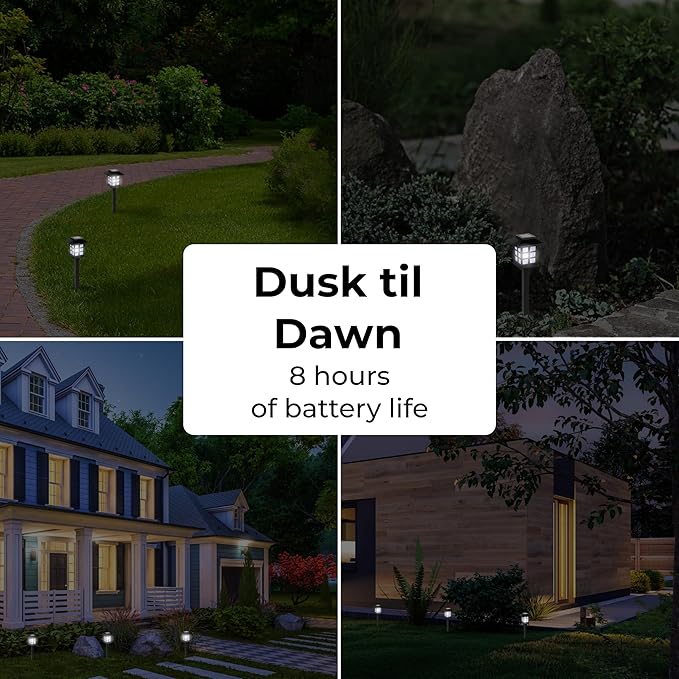 TECHKO Solar Classic Lantern Garden Pathway Lights – Dusk-to-Dawn, Weather-Resistant Outdoor LED Lighting (4-Pack)