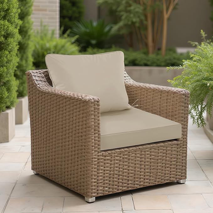 24"x24" Outdoor Cushion for Patio Furniture – Water-Repellent & Fade-Resistant Patio Chair Cushion for Garden, Deck, or Porch – Cream