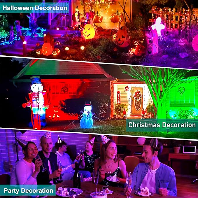 T-SUNUS Solar Landscape Spotlights Color Changing 4 Pack IP55 Waterproof Outdoor Christmas & Halloween RGB Pond Lights for Flag Yard Pathway Pool Patio Auto On/Off Adjustable Colorful Garden Lighting