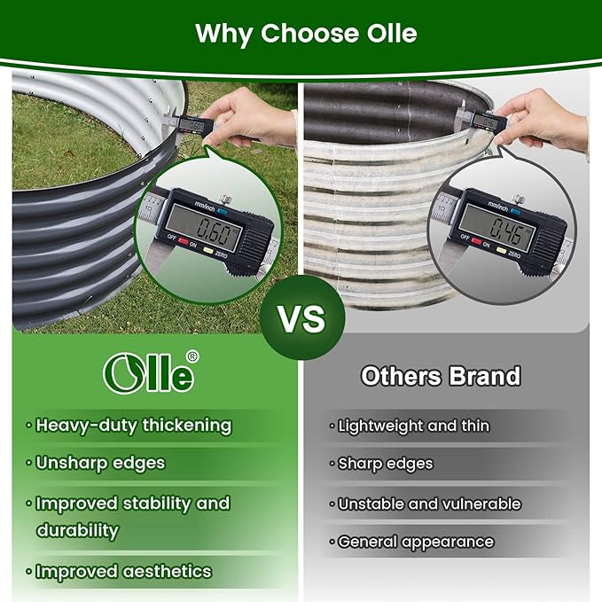 Olle 17" Tall, 42" Round Galvanized Raised Garden Bed Kit,Metal Raised Planter Boxes Outdoor DIY Raised Garden Beds Outdoor for Vegetables,3.5 * 3.5 * 1.4Ft,Midnight Grey