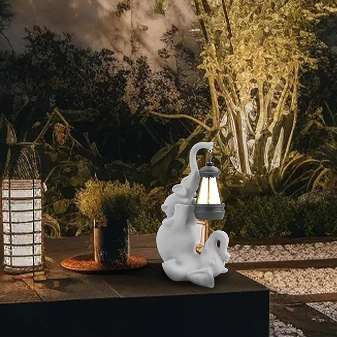Solar Garden Statue 10 Inch Elephant Decor for Outside Yard Decoration Outdoor Unique Housewarming Gardening Birthday Gifts for Women Grandma