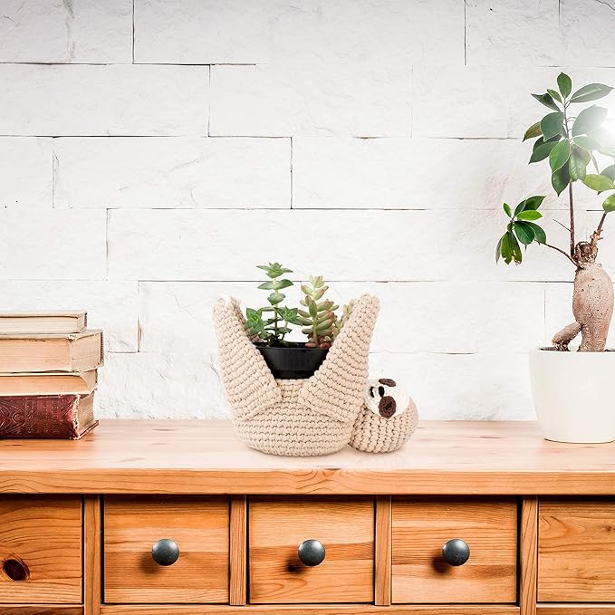 Home Decor Sloth Hanging Planters for Indoor Plants, Indoor/Outdoor Hanging Plant Holder, Plant Hanger Gift Idea for Sloth Lovers, Animal Wall Planter, 4 inch