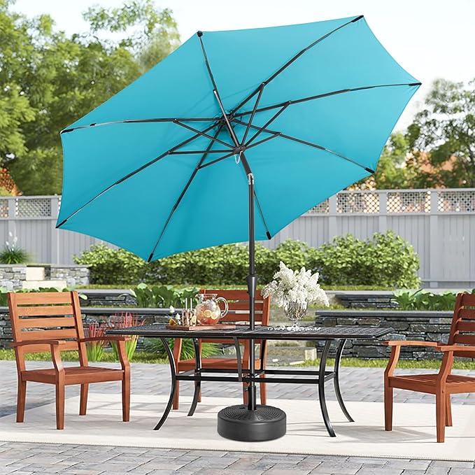 10ft Outdoor Patio Umbrella - Table Umbrella Waterprool UV Protection, Sombrillas de Patio with Push Button Tilt&Crank, Sun Umbrella for Pool, Porch, Garden, Deck, Backyard(Sky Blue)