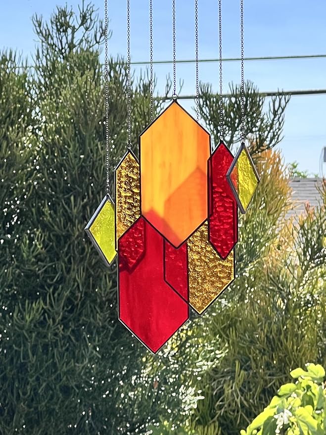 Stained Glass Window Hanging from Son Sun Catchers Wall Hanging Window Decor Sunset Glow Stain Glass Handcrafted Preassembled Vivid Real Stained Glass Art Sun Catcher