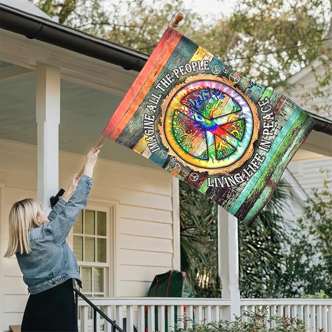 FLAGWIX Peace Sign Flag, Hippie Decorations - 4th of July Decorations For Home, Yard Decor, House Flag 30x40 - Peace Sign, Hippie, Boho Decor, Double Sided, Heavy Duty Canvas Flag Indoor Outdoor
