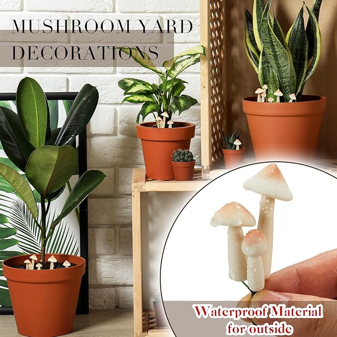 Taiyin 20 Pcs Luminous Mushroom Miniature Garden Mushrooms Outdoor Decor Waterproof Glow in The Dark Yard Decor for Fairy Outdoor Garden Micro Landscape Christmas Tree Decor