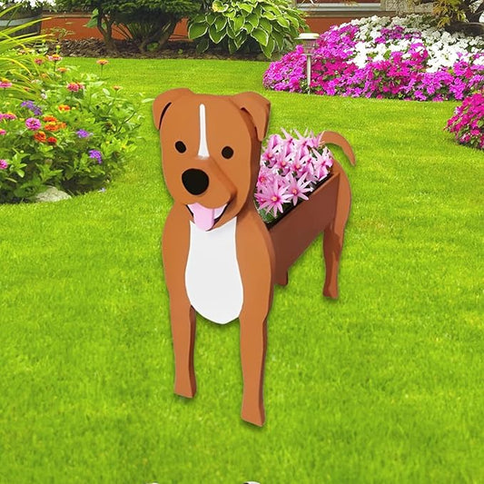Staffordshire Bull Dog Planter Plant Pots,Cute Garden Dog Flower Planter,Dog Planters Birthday Gifts for Women,Office,Indoor/Outdoor Decor（9.45in*5.79 * 13.39in）
