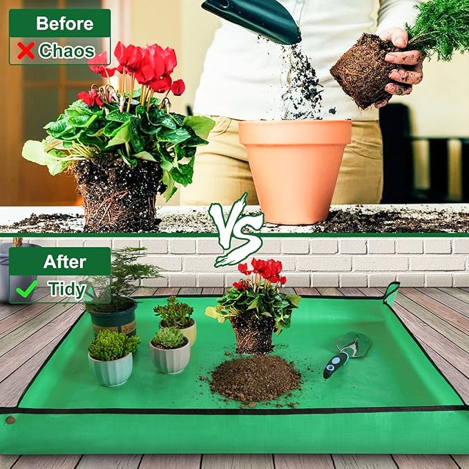 3 PCS 39.5"x 31.5" Large Repotting Mat for Indoor Plant Transplanting and Mess Control Thickened Waterproof Potting Mat Foldable Potting Tray Gardening Mat
