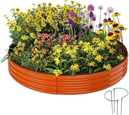 Galvanized Metal Planter Round Raised Garden Bed Kit for Gardening Outdoor，3x3x1ft Grow Garden Box Raised Flower Bed，Round Galvanized Planter Outdoor Large Metal Fire Pit Ring