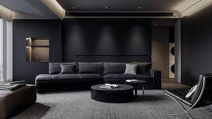 Dimoon 78.7''x23.6'' Black Skin Peel and Stick Wallpaper Contact Paper Modern Self Adhesive Wall Paper Removable Renter Friendly Textured Solid Color Cabinet Vinyl Roll (78.7''x23.6'',Black Skin)