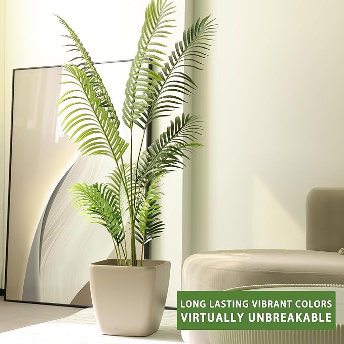 Dexceder 18x17 Self Watering Planter with Wheels Indoor Outdoor, Inner Mat Design, Thickened Large Floor Standing Flower Plant Pot with Water Level Indicator (Taupe Matte)