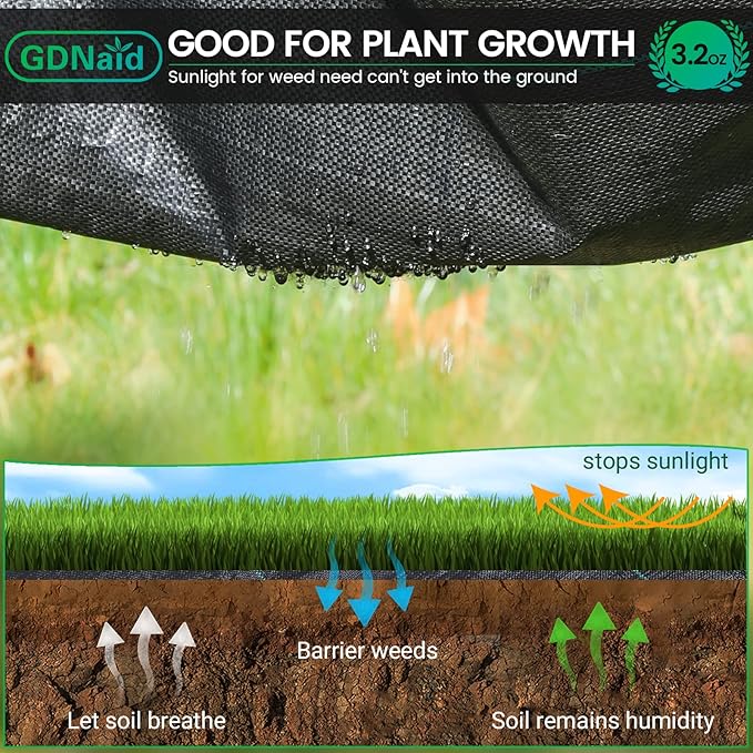 4ftx300ft Weed Barrier Landscape Fabric Heavy Duty, 3.2oz Weed Barrier Fabric, Weed Fabric Garden Fabric, Woven Geotextile Fabric
