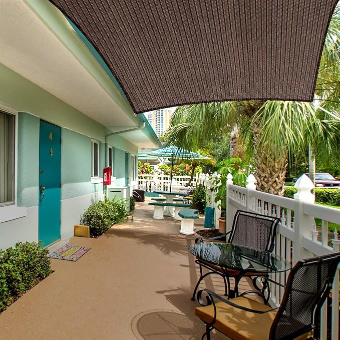 Eden's Decor Straight Flat-Edged Sun Shade Sail Rectangular 10' x 15' Brown UV-Blocking Outdoor Canopy Fabric Cloth Awning for Pergola Patio Garden Backyard Custom Size