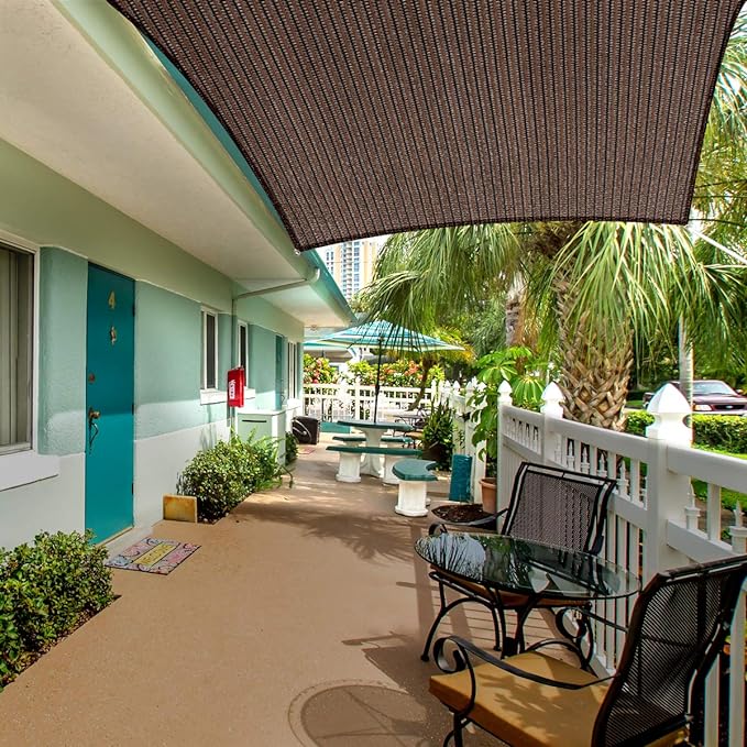 Eden's Decor Straight Flat-Edged Sun Shade Sail Rectangular 7' x 17' Brown UV-Blocking Outdoor Canopy Fabric Cloth Awning for Pergola Patio Garden Backyard Custom Size