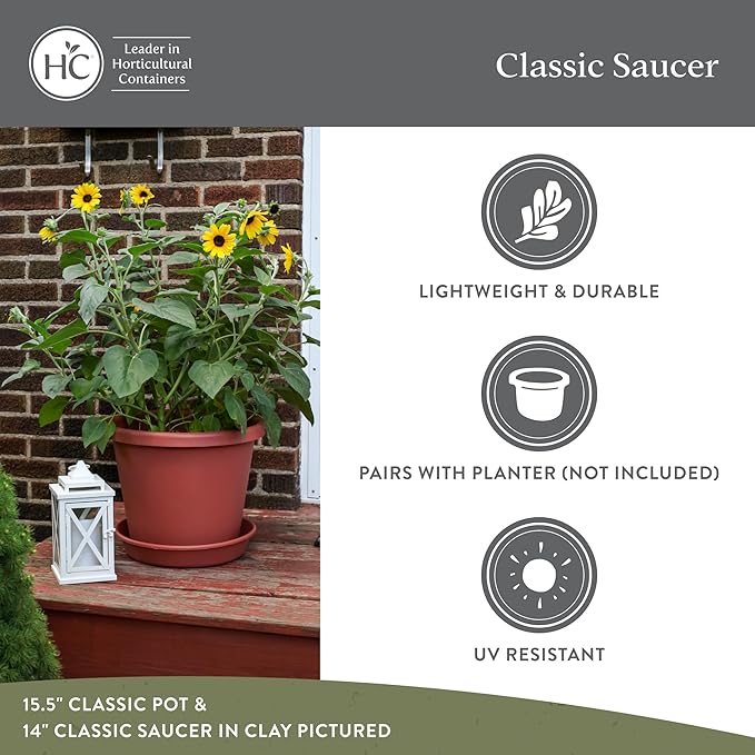 The HC Companies Flower Pot Saucers - Plastic Plant Saucer for Outdoors & Indoors - Traditional Design Plant Pot Trays for Water Drainage - Durable & Stylish Round Plant Tray (17.5-inch White)