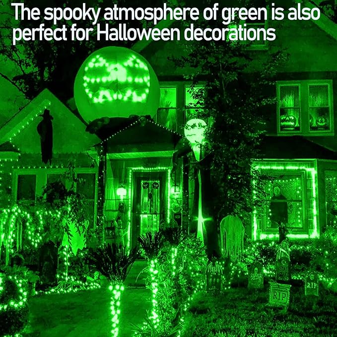 HISHINY Christmas Net Lights Outdoor, 5ftx5ft 100LED Green Wire, Connectable Bush Mesh Net Lights String for Christmas,St Patricks Party,Shrub,Yard,Tree (Green)