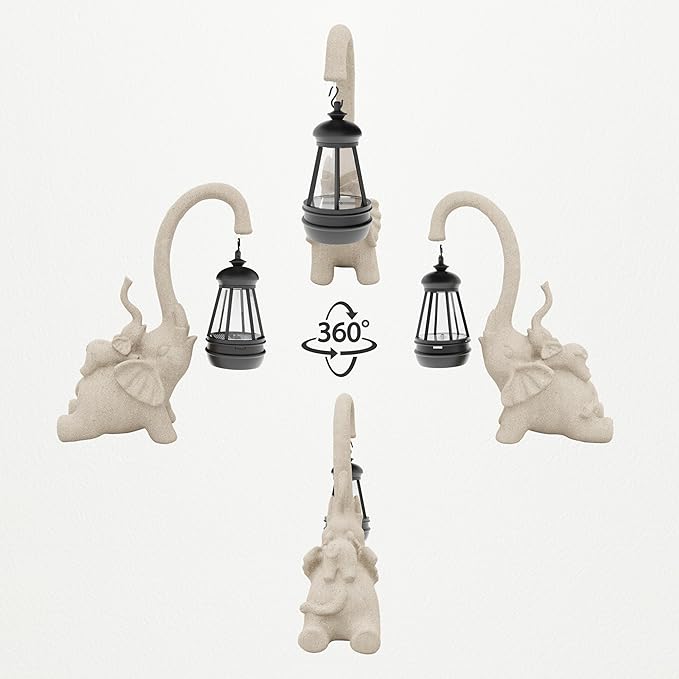 Solar Garden Statue 10 Inch Elephant Decor for Outside Yard Decoration Outdoor Unique Housewarming Gardening Birthday Gifts for Women Grandma