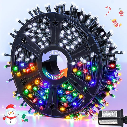 JMEXSUSS 500 LED Color Changing Christmas Lights, 173ft White & Multicolor String Lights with Remote Outdoor Waterproof Christmas Tree Lights Plug in for Christmas Indoor Decor