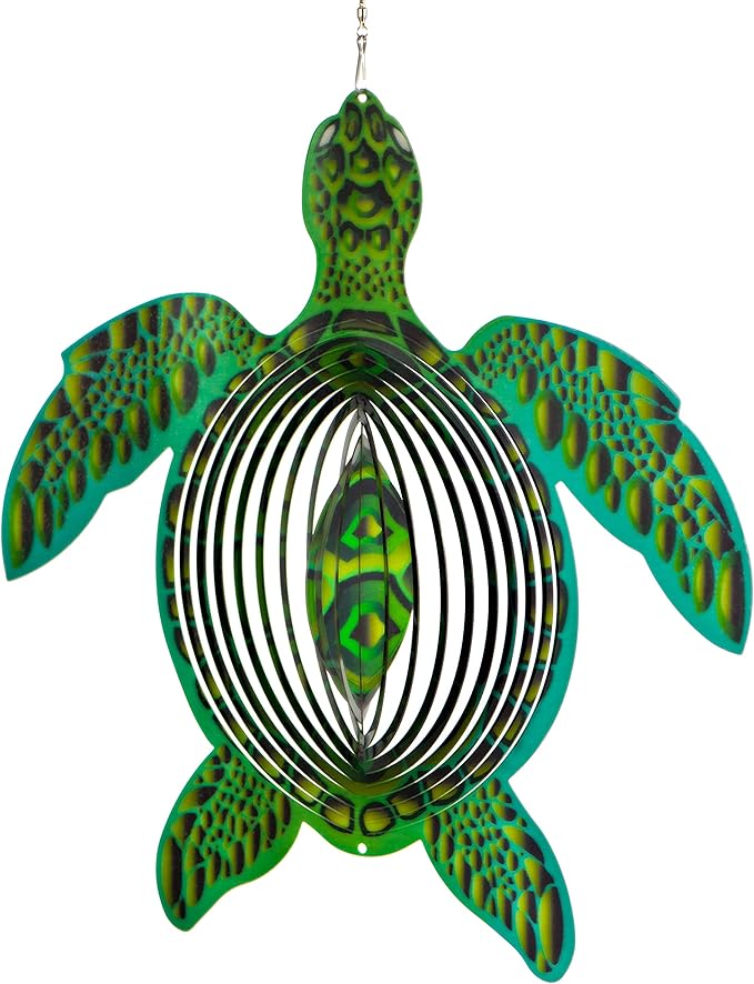 Turtle Ornament Wind Spinners for Yard and Garden, Metal Ornaments for Garden Décor, Outdoor Wind Spinner, Turtle Gifts for Turtle Lovers, Outdoor Garden Decoration, 15 inch Wall Décor by ISEO