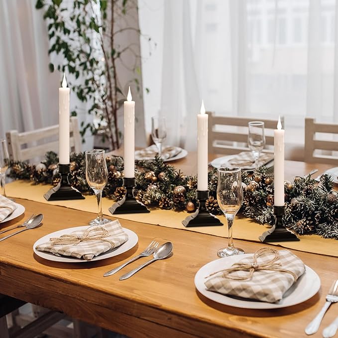 DRomance Flameless Window Candles with Remote Timer, 4 Pack White LED Flickering, Dripping Wax Effect, Suction Cups Included