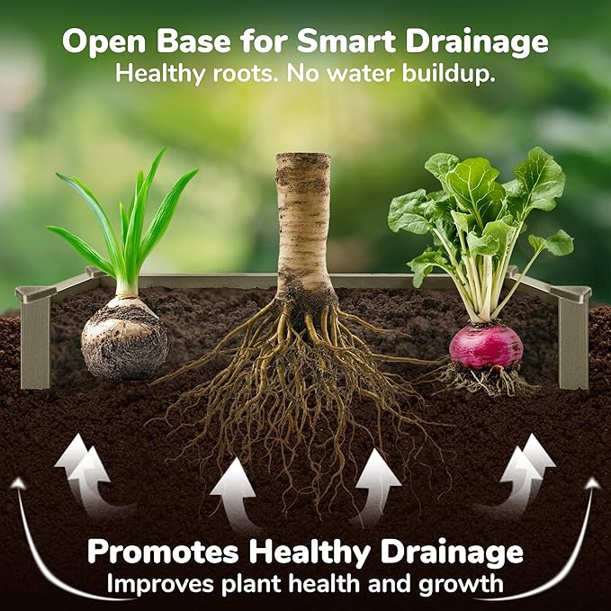 Raised Garden Bed - 2x4 ft Planter Box - Weathered Wood HDPE - No Tools Needed - DIY Kit for Urban Gardening, Flowers, Herbs & Vegetables - Made in The USA