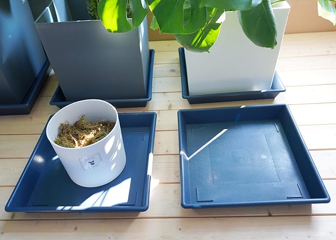 Square Plant Saucer 16 Inch 2 Pack, Plant Stand Plant Trays for Pots Heavy Duty Plastic Plant Saucers for Indoors Outdoors, Flower Pot No Holes Plant Lover Gardening Gifts