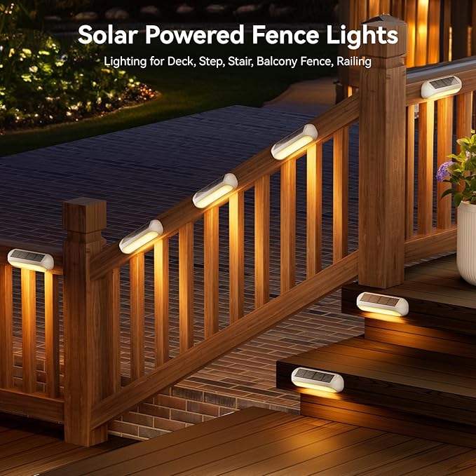 Outdoor Solar Lights for Outside, 10 Pack Bright Solar Fence Lights with Multi-Color Changing & Warm White Mode, Upgraded Solar Step Lights Outdoor Waterproof for Garden Deck Post Stair Wall