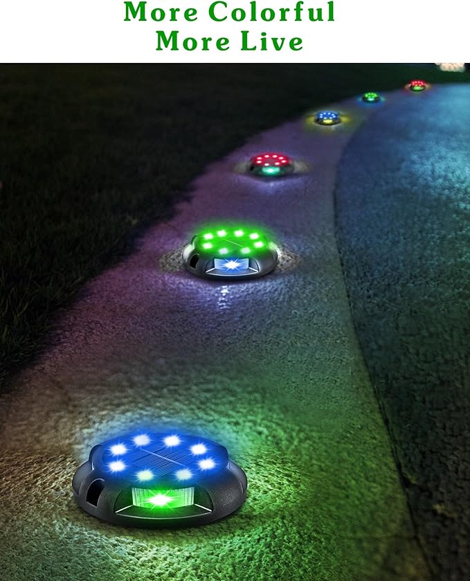 Biling Solar Pathway Lights Outdoor Uplight Sidelight, 8 Packs Multi Color Solar Ground Lights Walkway Lights Waterproof Solar Deck Lights for Yard Walkway Garden Halloween Decorations