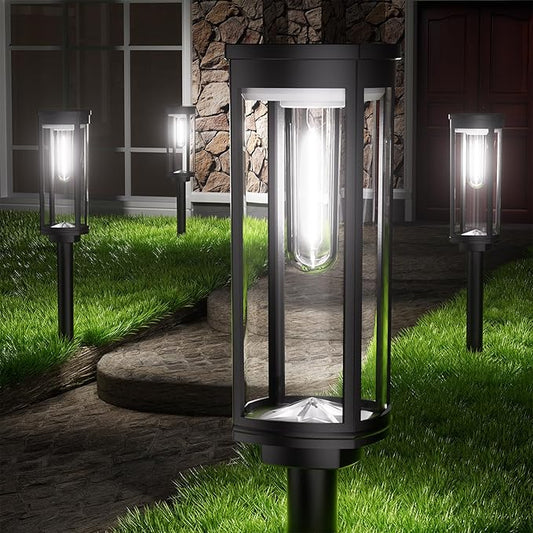 Solar Pathway Lights Outdoor,6 Pack Solar Lights Outdoor, IP65 Waterproof Auto On/Off Solar Garden Lights Solar Powered Landscape Lighting for Yard Walkway Driveway Pathway