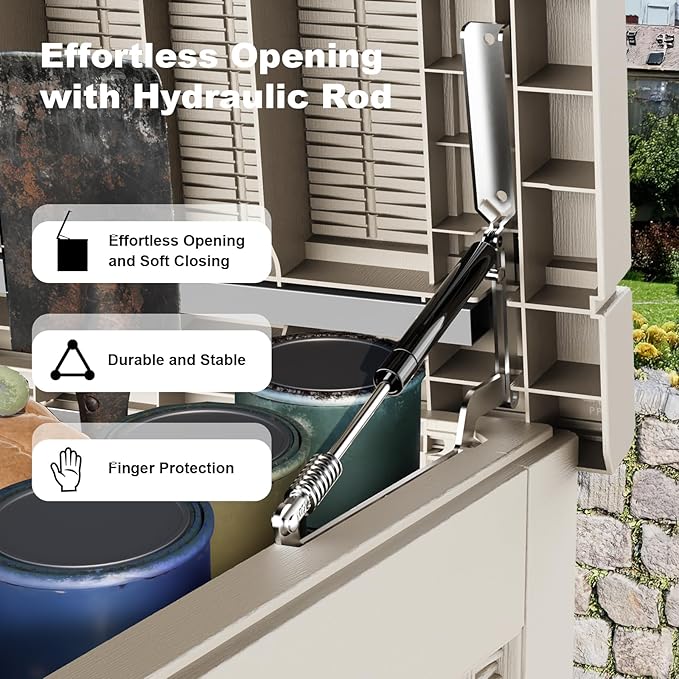 260 Gallon Outdoor Deck Box,Storage Lockable Waterproof Patio Furniture,Garden Tools,Cushions,Pool Accessories Outside Storage Resin Box(Grey)