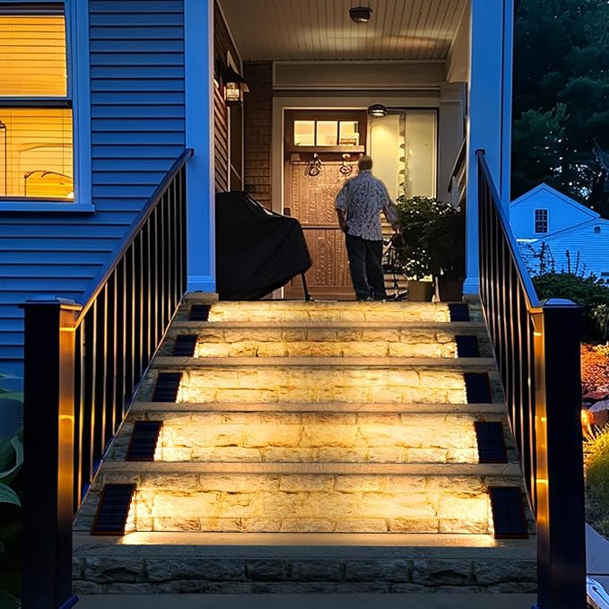 Solar Step Lights for Outside,12pack Solar Stair Lights Outdoor Waterproof IP67,Outdoor Deck Step Lights,Solar Outdoor Lights for Staircase,Patio,Front Step(Warm Brown)