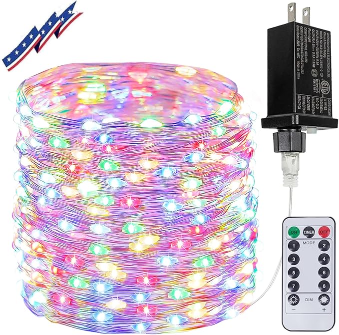 66Ft 200 LED Fairy Lights Plug in with Remote, Waterproof String Lights Outdoor& Indoor 8 Modes with Timer, LED Twinkle Light for Girl's Room Garden Patio Halloween Christmas Decorations (Multicolor)