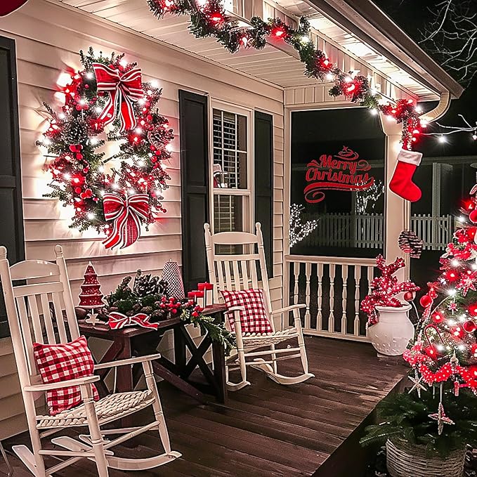 JMEXSUSS 200 LED Red and White Christmas Lights Outdoor, 66ft Halloween String Lights Indoor Clear Wire, Christmas Tree Lights Plug in for Bedroom Tree Christmas Party Decorations