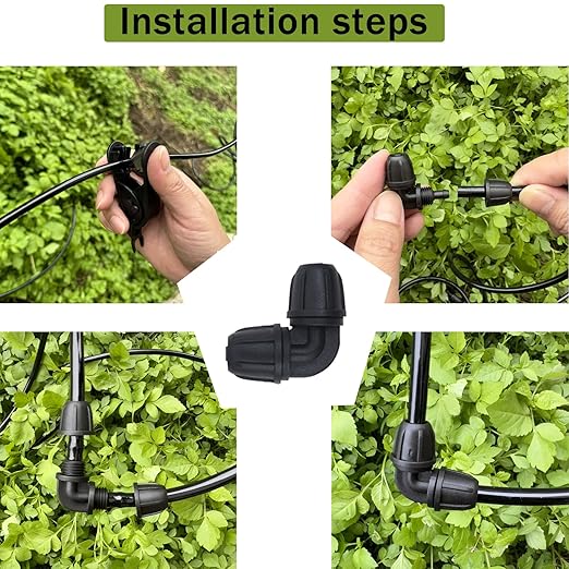 Drip Irrigation Fittings for 1/4 inch Tubing (0.16" ID x 0.28" OD), 20 Pcs Anti-Drop Locked Barbed Reducing Elbows for Drip Line Connectors
